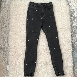 Abercrombie and fitch black jeans with flowers